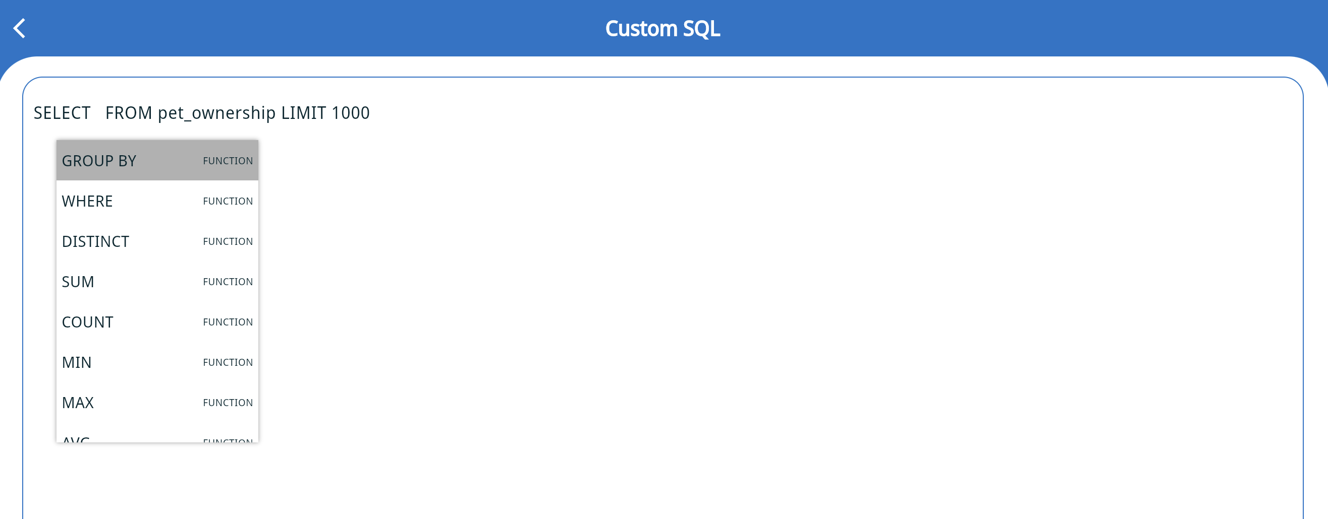 Zing Data 中 SQL 查询结果,以表格形式展示的数据